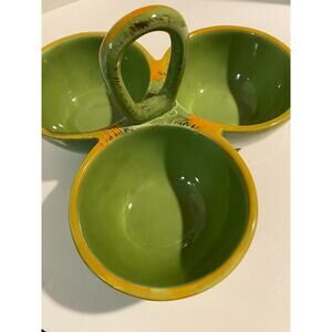 3 Section GREEN Serving Dish Bowl Set for Candy, Nuts, Dips, Condiments